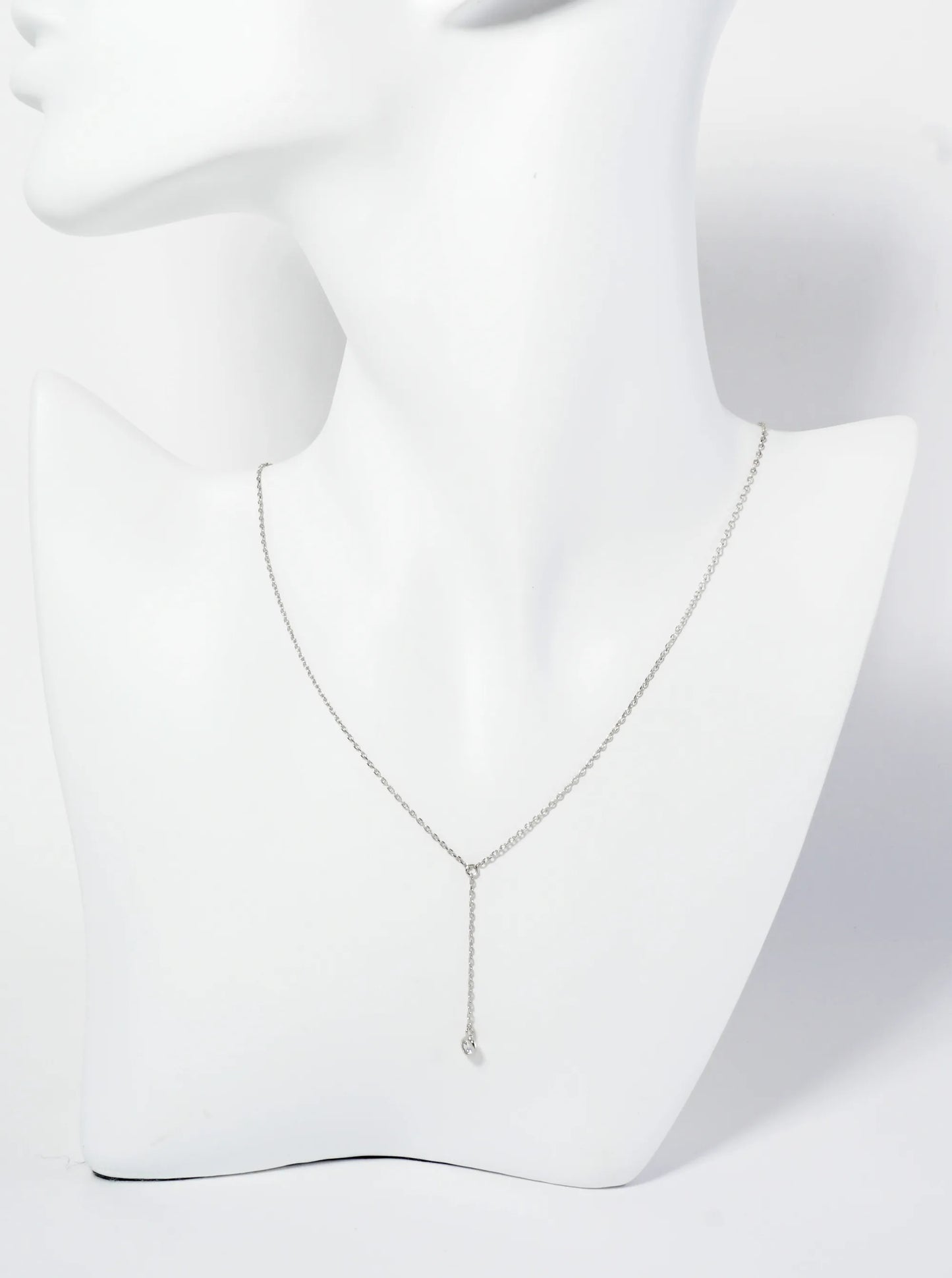 18K Gold Dipped 3mm Cubic Zirconia Stone Chain Drop Necklace