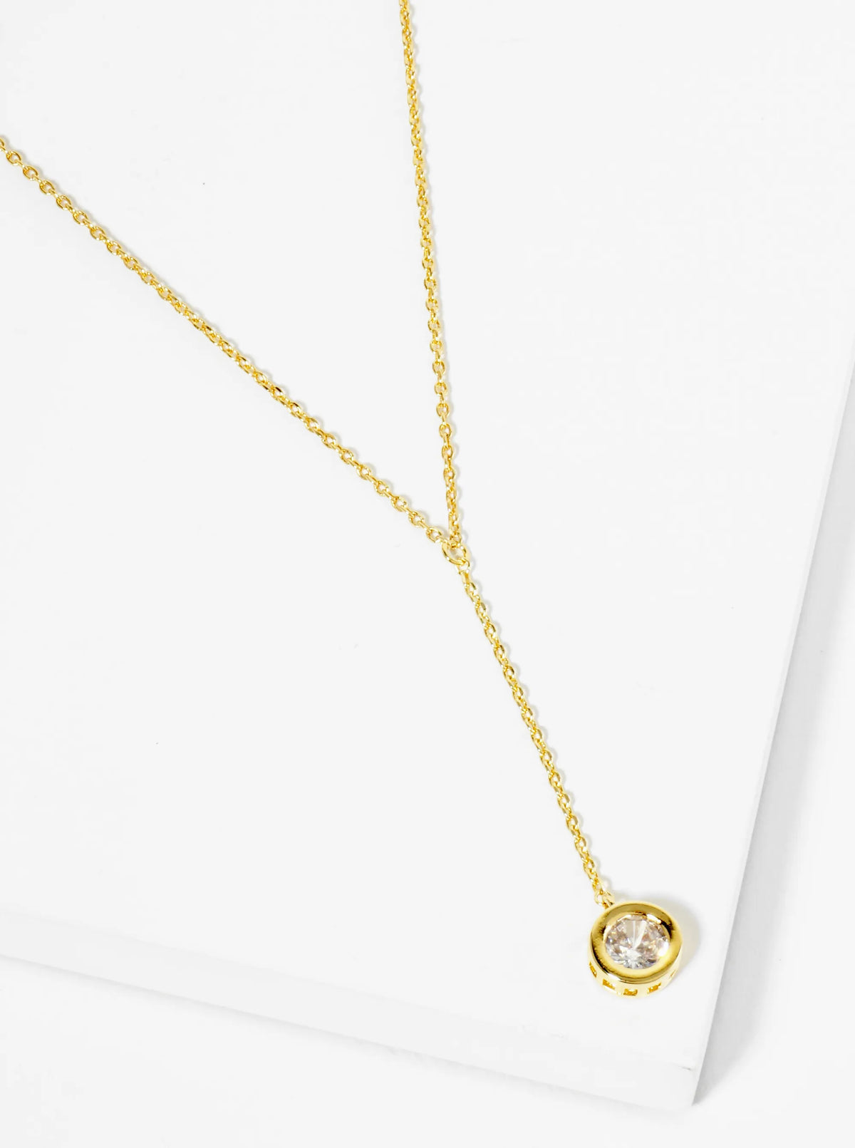 18K Gold Dipped 7mm Cubic Zirconia Stone Chain Drop Necklace