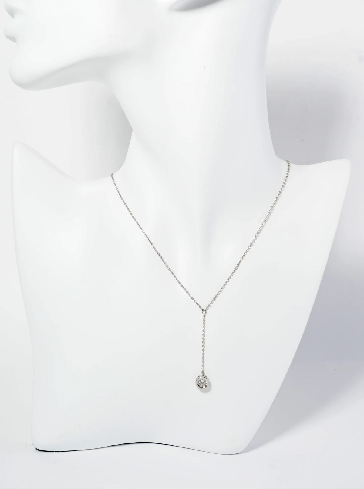 18K Gold Dipped 7mm Cubic Zirconia Stone Chain Drop Necklace