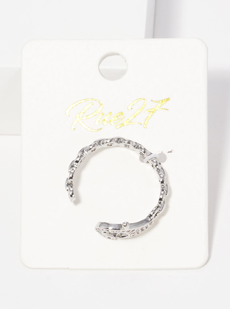 18K Gold Dipped CZ Pave Handcuffs Adjustable Cuff Ring