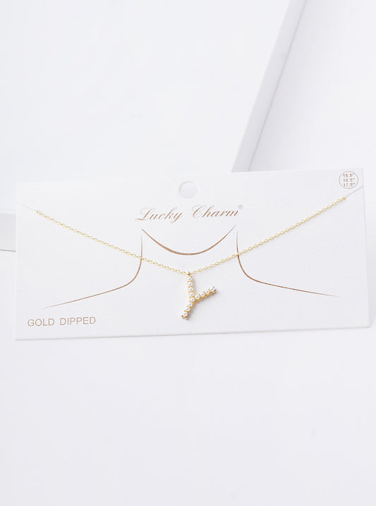 18K Gold Dipped Pearl Studded Initial Pendant Necklace