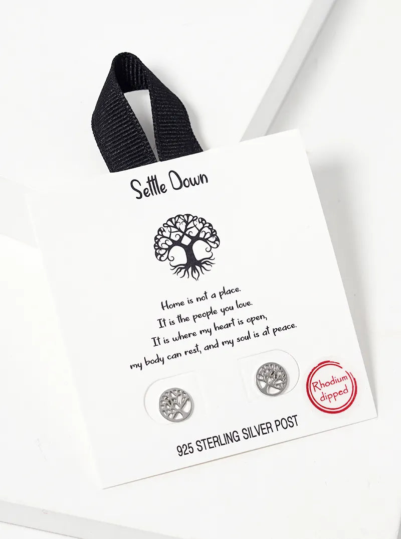 18K Gold Dipped Tree Of Life Sterling Silver Post Stud Earrings