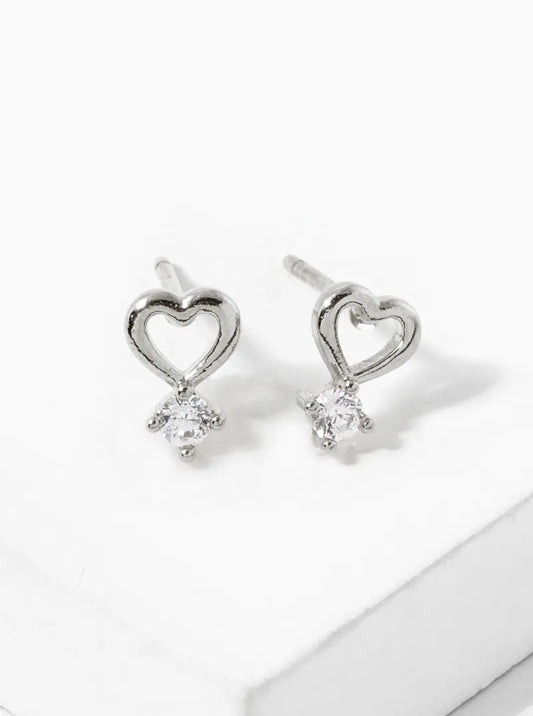 18k Gold Dipped CZ Cupids Heart Stud Earrings
