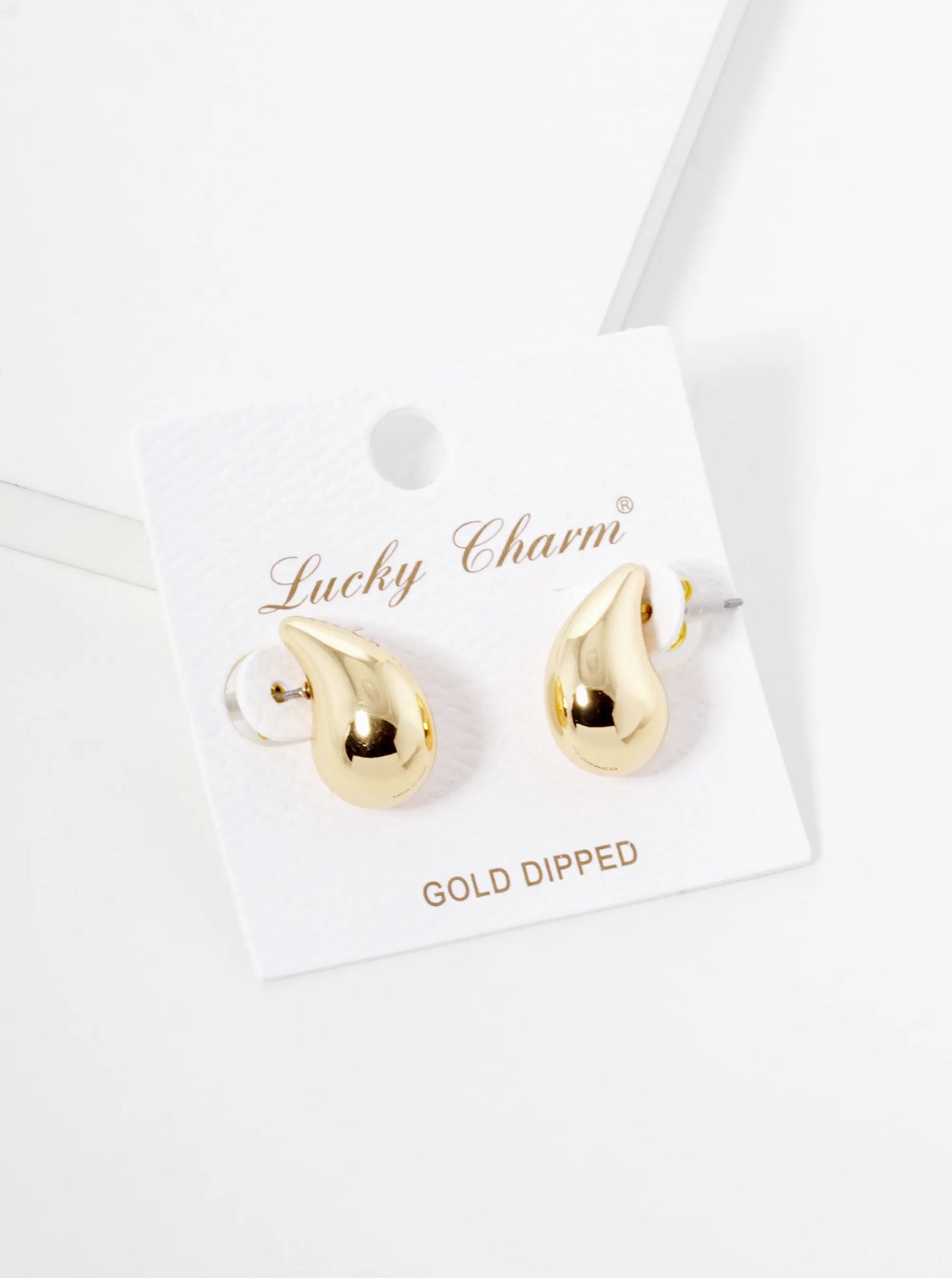 18k Gold Dipped 0 75 Inch Hollow Puffy Teardrop Stud Earrings