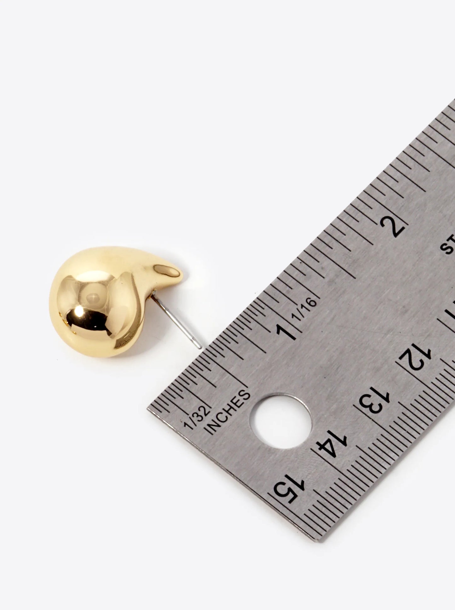 18k Gold Dipped 1 Inch Hollow Puffy Teardrop Stud Earrings
