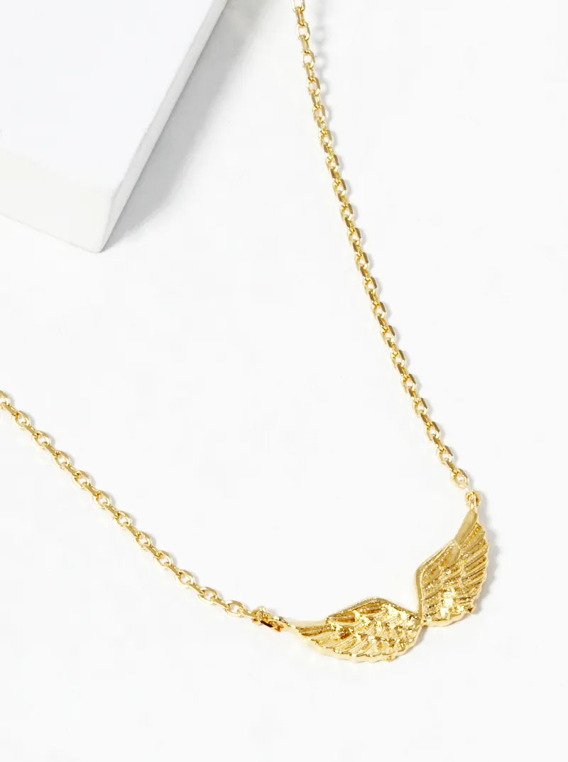18k Gold Dipped Angel Wing Pendant Dainty Necklace