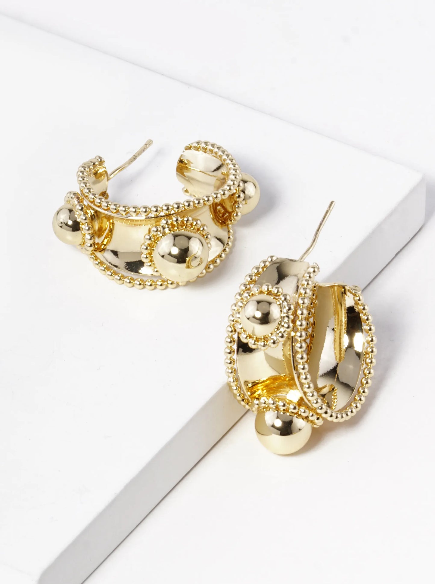 18k Gold Dipped Ball Textured 20mm Hoop Earrings