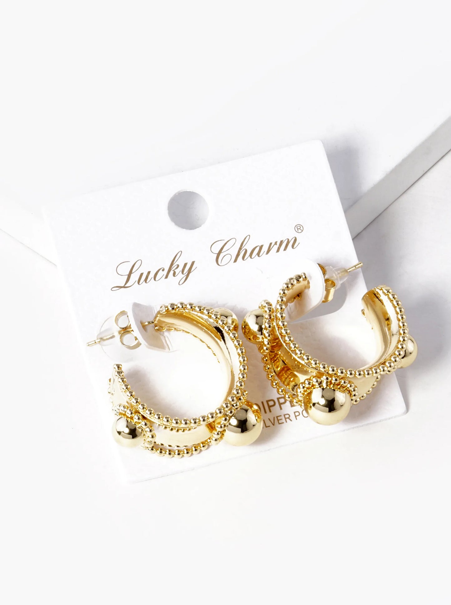 18k Gold Dipped Ball Textured 20mm Hoop Earrings