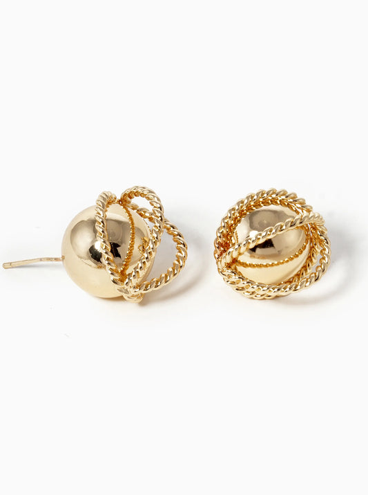 18k Gold Dipped Brass Ball Stud Earrings