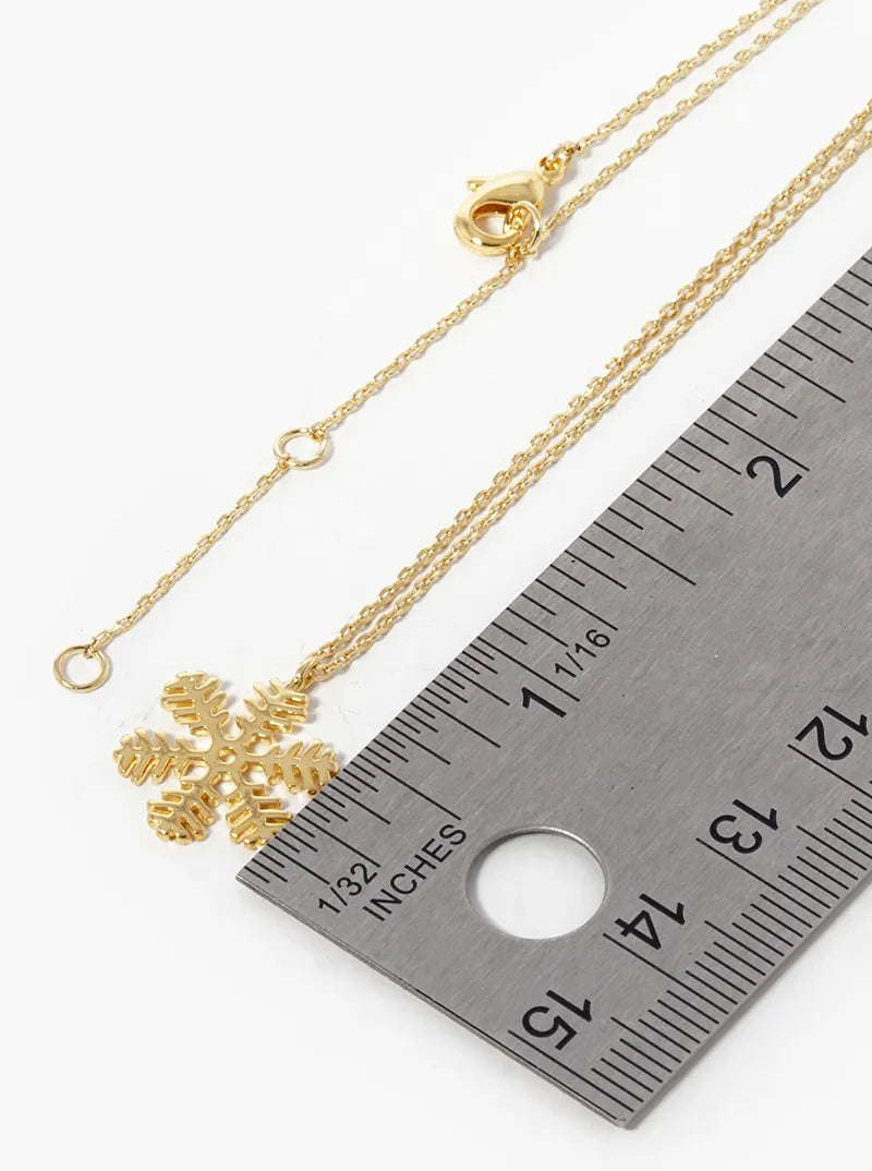 18k Gold Dipped Brass Snowflake Pendant Necklace