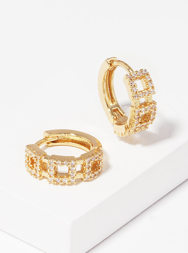 White Gold Dipped CZ Hoop Earrings