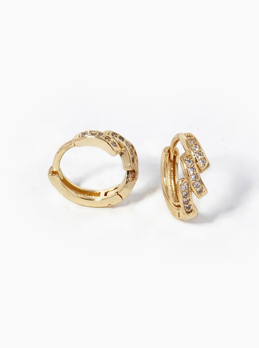 18k Gold Dipped CZ Pave 12mm Huggie Hoop Earrings