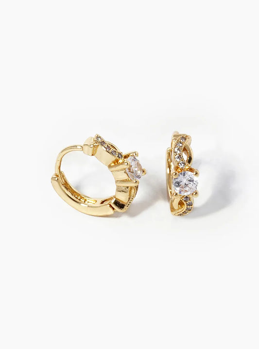 18k Gold Dipped CZ Pave 12mm Huggie Hoop Earrings