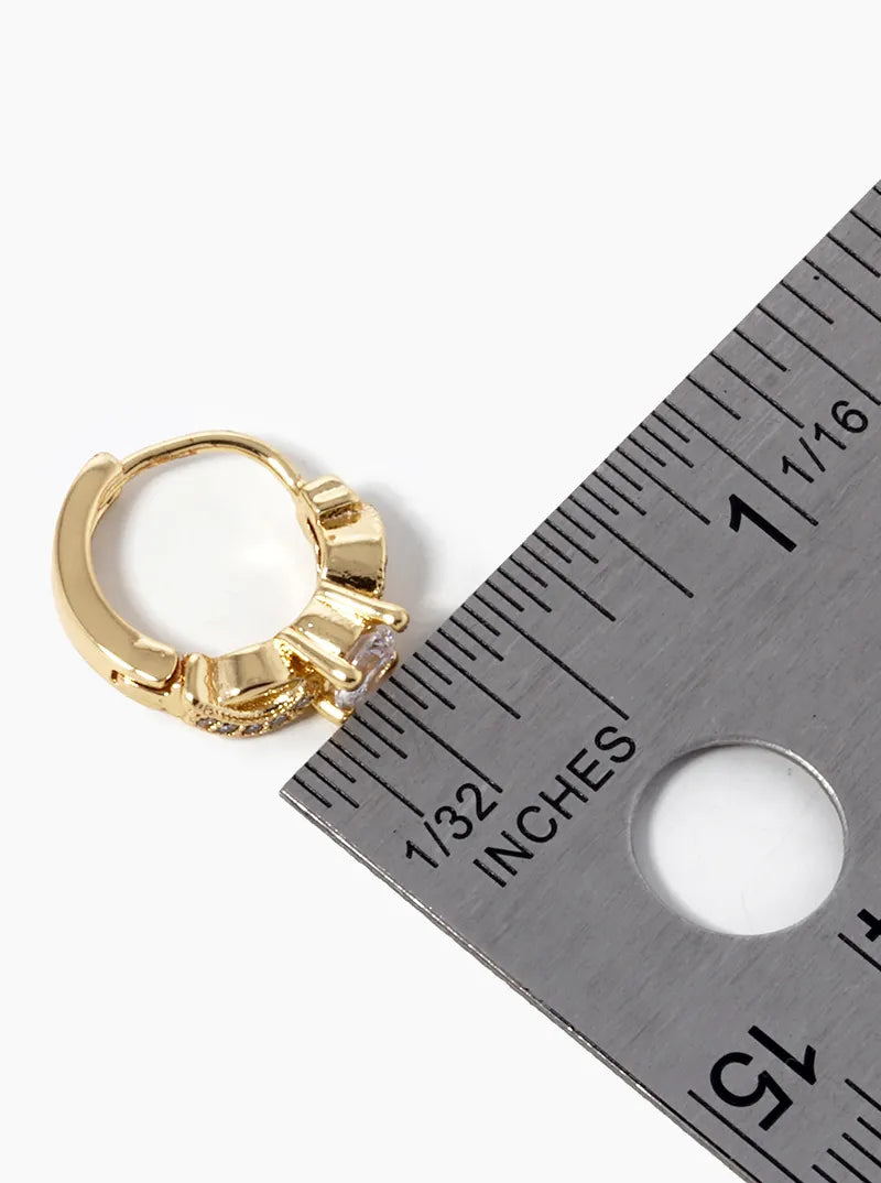 18k Gold Dipped CZ Pave 12mm Huggie Hoop Earrings