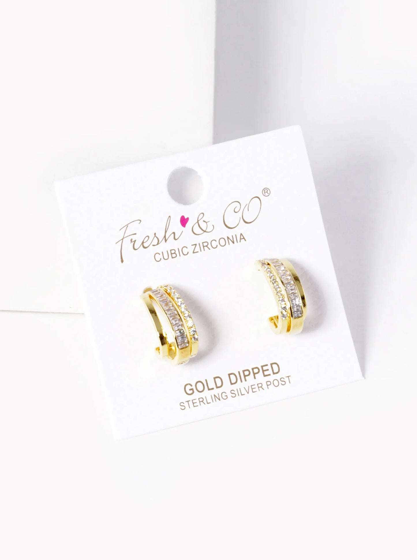 18k Gold Dipped CZ Pave 15mm Layered Hoop Earrings