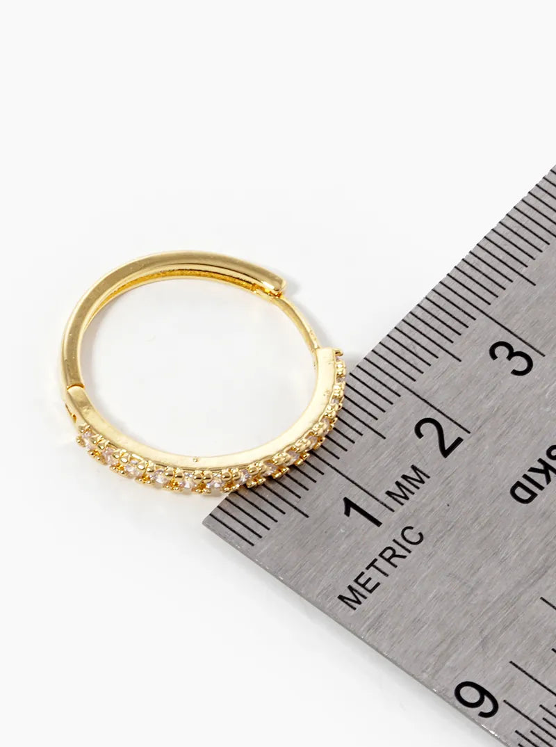 18k Gold Dipped CZ Pave 20mm Hinged Hoop Earrings