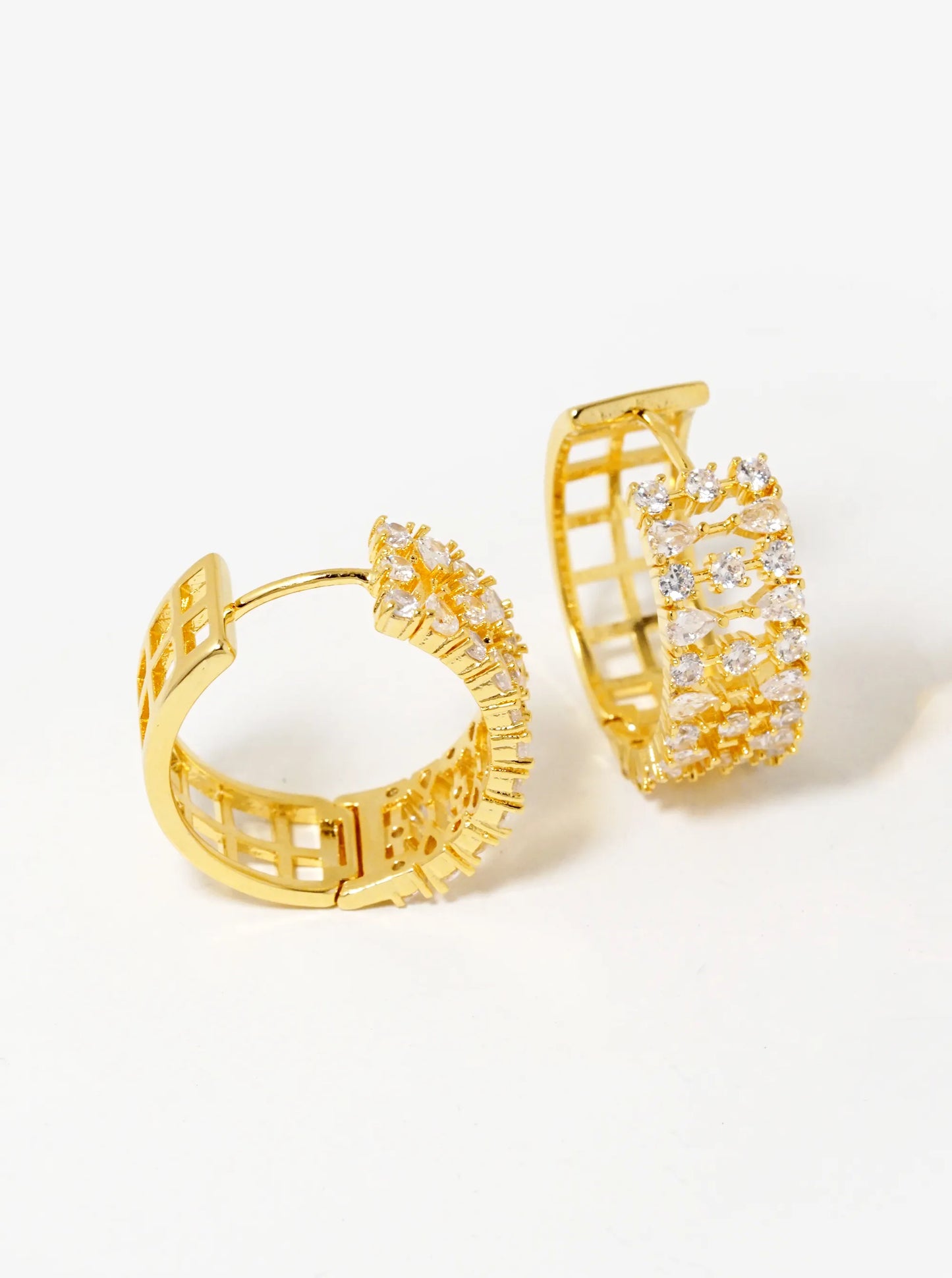 18k Gold Dipped CZ Pave 20mm Hoop Earrings