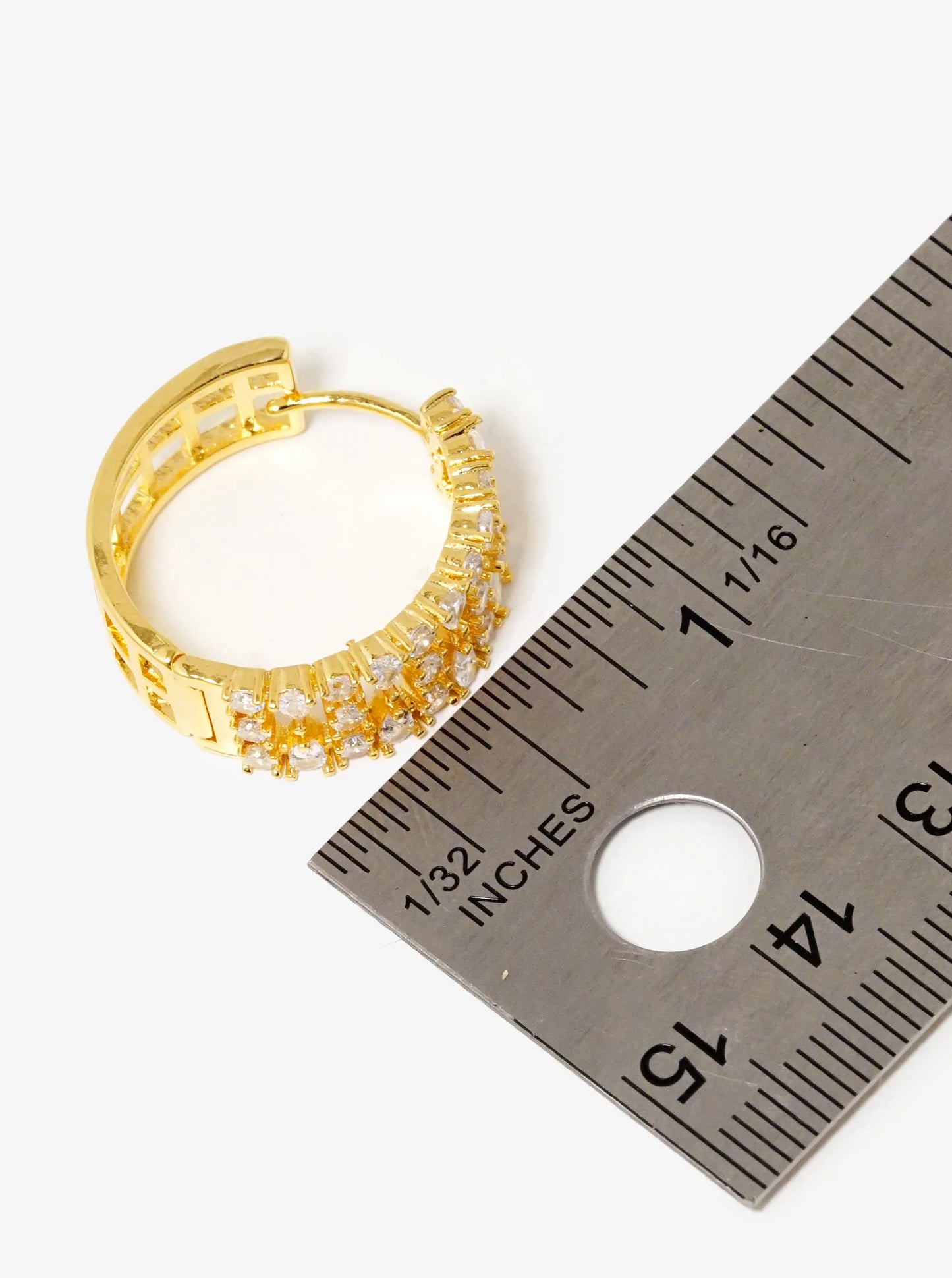 18k Gold Dipped CZ Pave 20mm Hoop Earrings