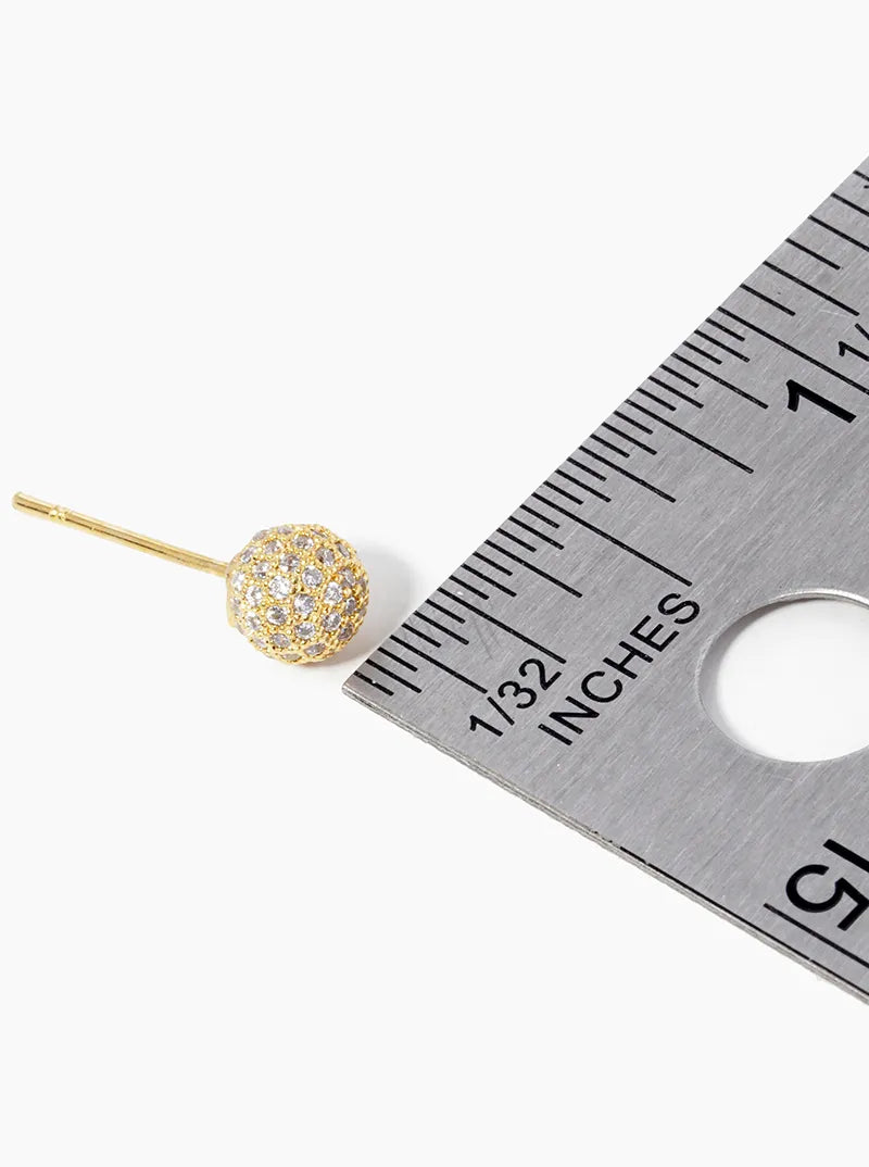 18k Gold Dipped CZ Pave 5mm Ball Post Stud Earrings