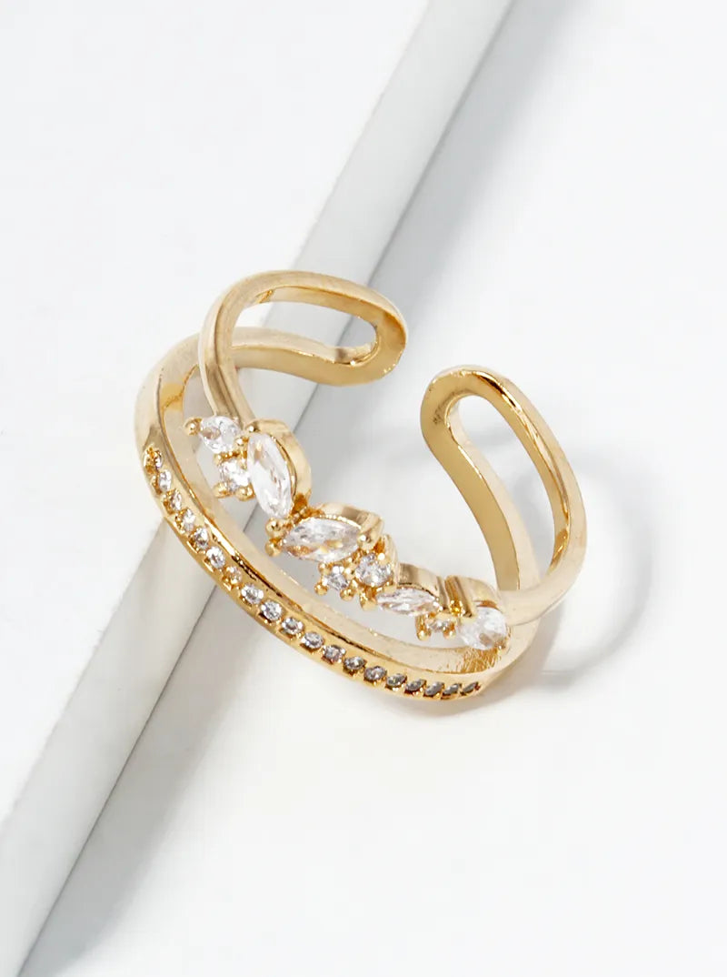 18k Gold Dipped CZ Pave Adjustable Ring