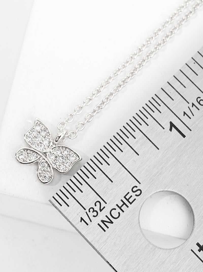 18k Gold Dipped CZ Pave Butterfly Pendant Necklace