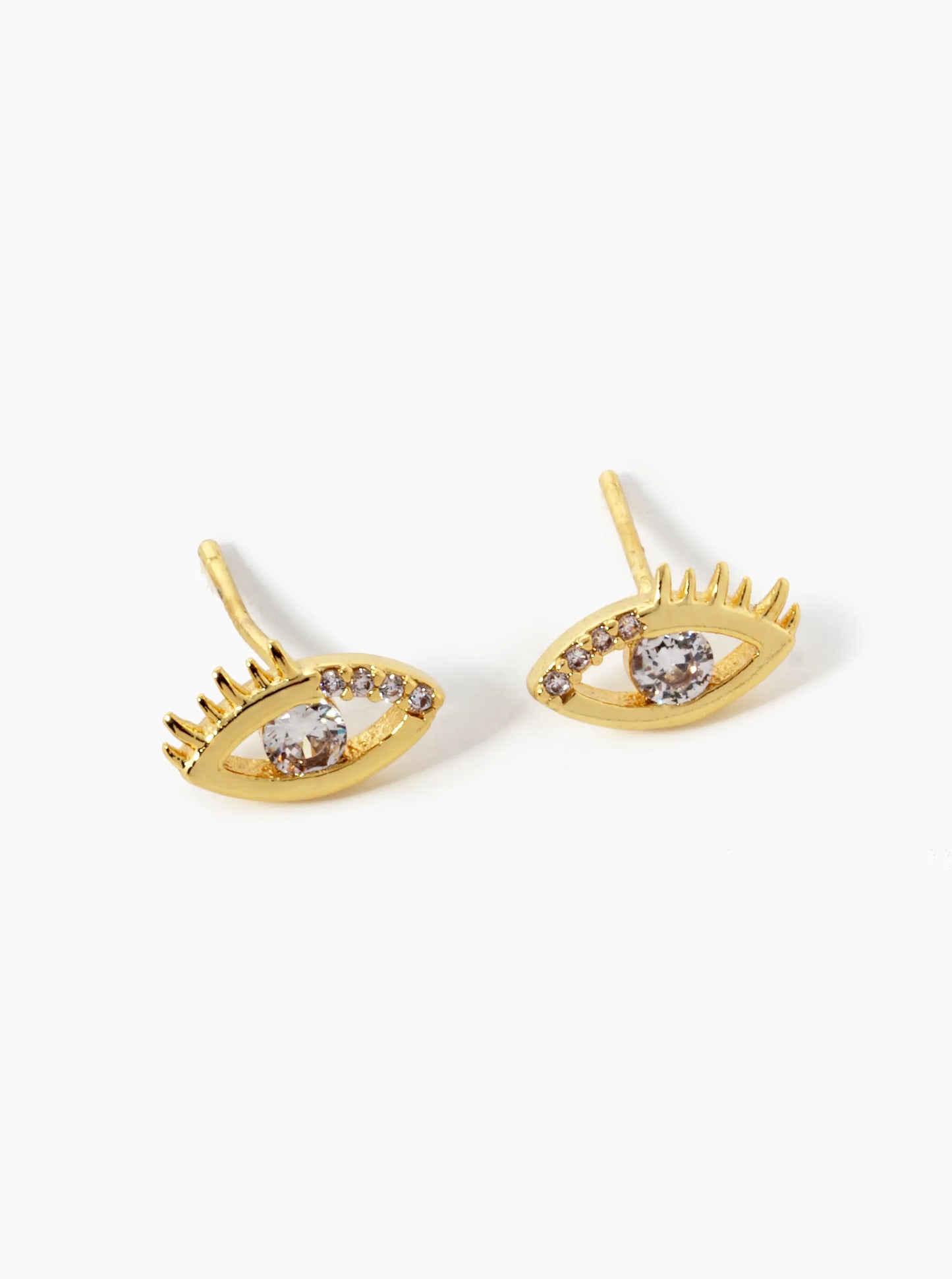 18k Gold Dipped CZ Pave Dainty Evil Eye Stud Earrings