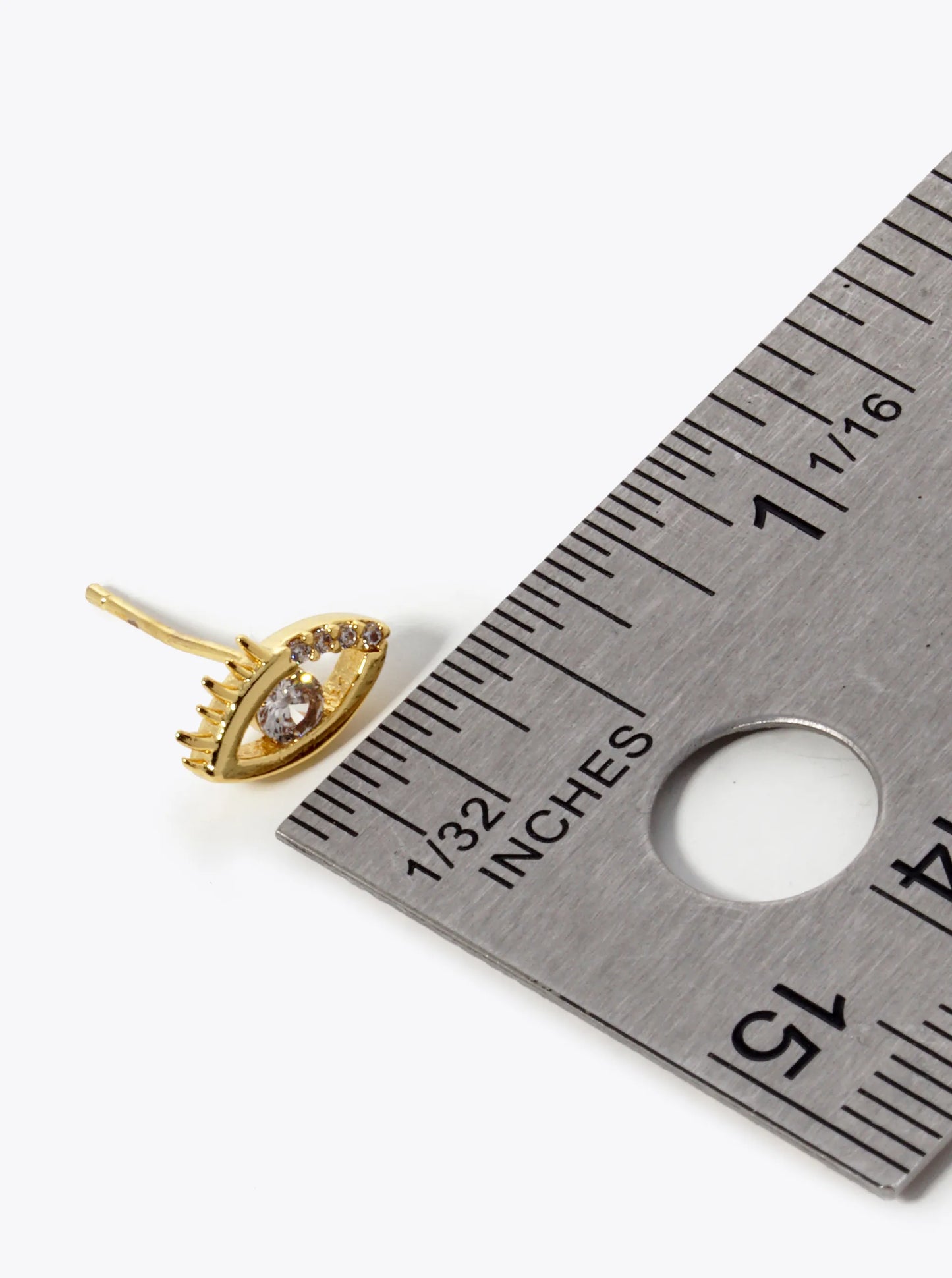 18k Gold Dipped CZ Pave Dainty Evil Eye Stud Earrings