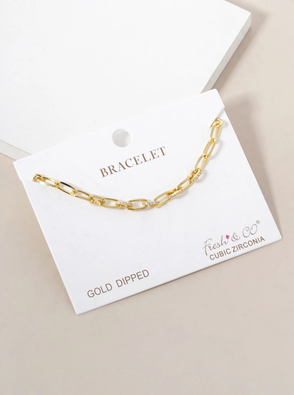 18k Gold Dipped CZ Pave Delicate Link Chain Bracelet
