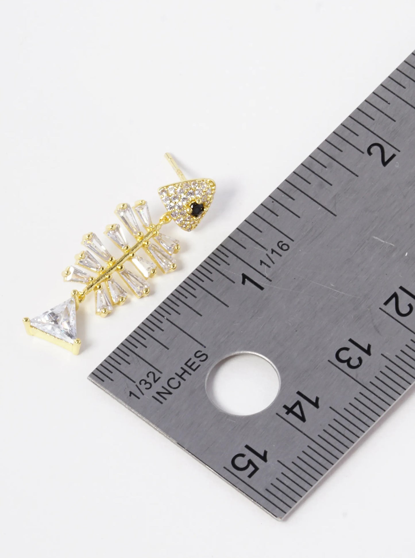 18k Gold Dipped CZ Pave Fishbone Earrings
