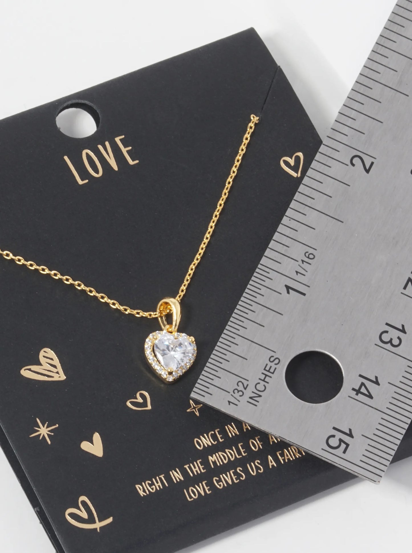 18k Gold Dipped CZ Pave Heart Stone Pendant Necklace