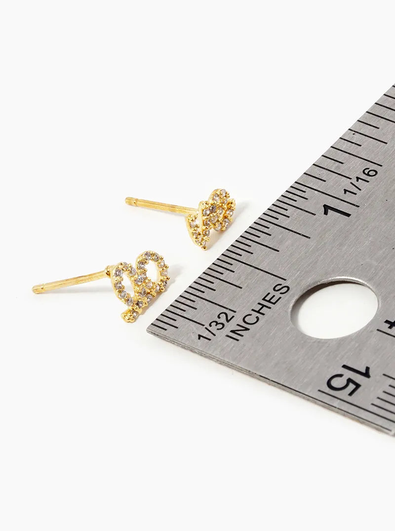 18k Gold Dipped CZ Pave Italic Love Stud Earrings
