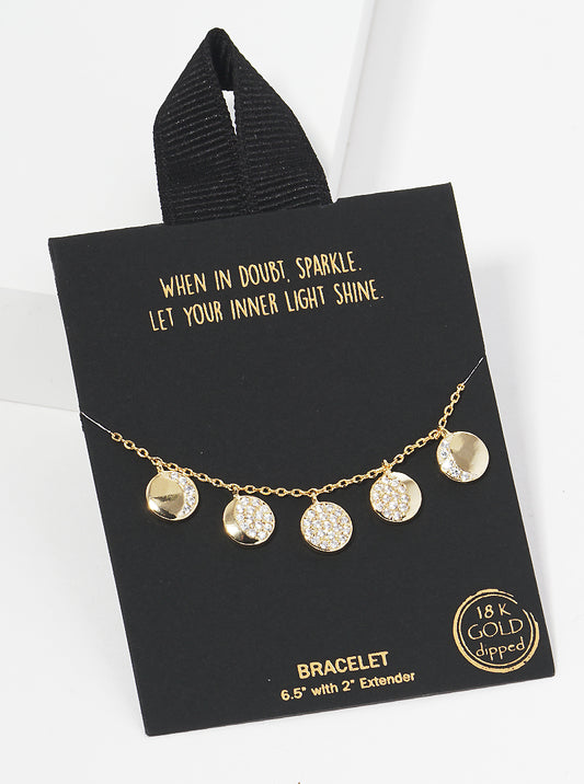 18k Gold Dipped CZ Pave Lunar Moon Phase Bracelet