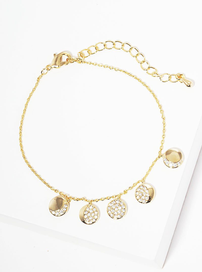 18k Gold Dipped CZ Pave Lunar Moon Phase Bracelet
