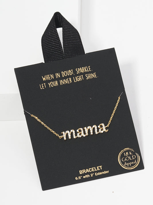 18k Gold Dipped CZ Pave Mama Bracelet