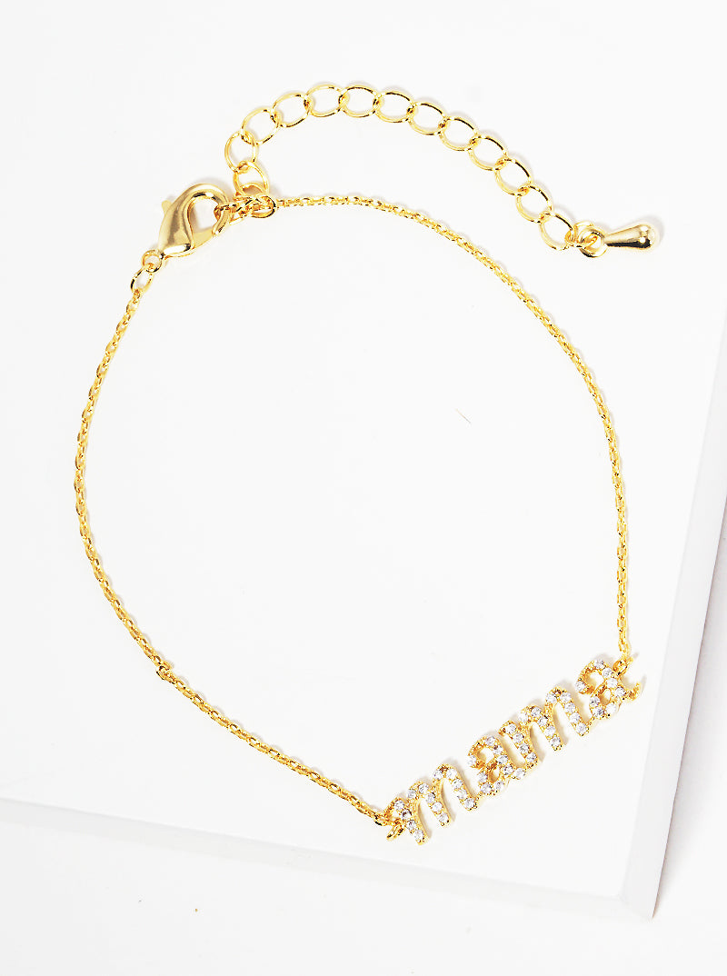 18k Gold Dipped CZ Pave Mama Bracelet