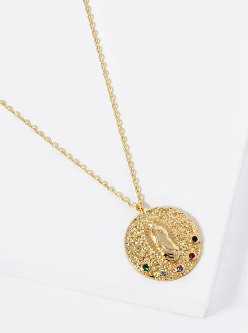 18k Gold Dipped CZ Pave Religious Pendant Necklace