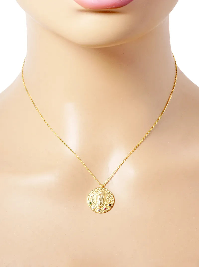 18k Gold Dipped CZ Pave Religious Pendant Necklace