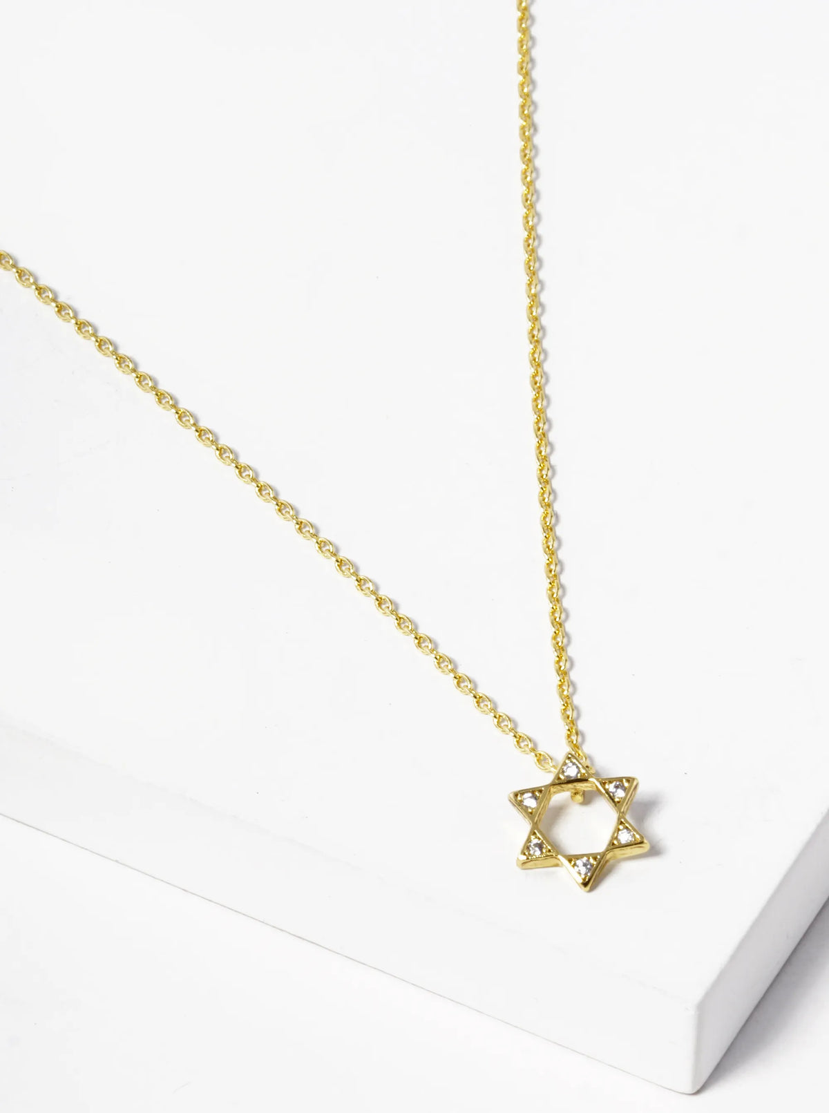 18k Gold Dipped CZ Pave Star Of David Pendant Necklace