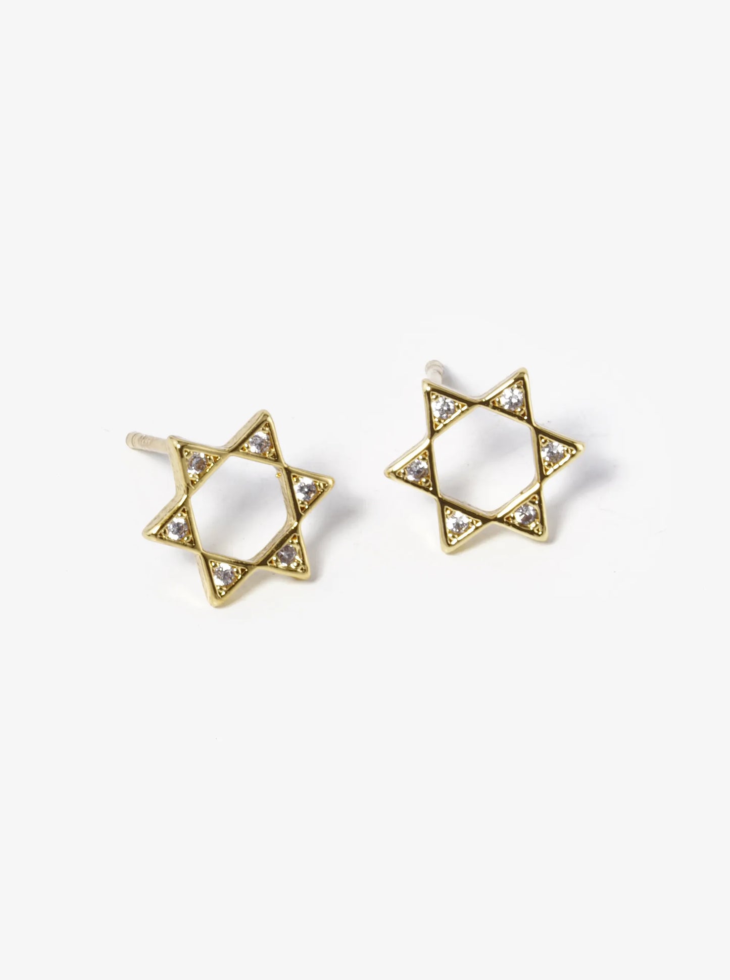 18k Gold Dipped CZ Pave Star Of David Stud Earrings