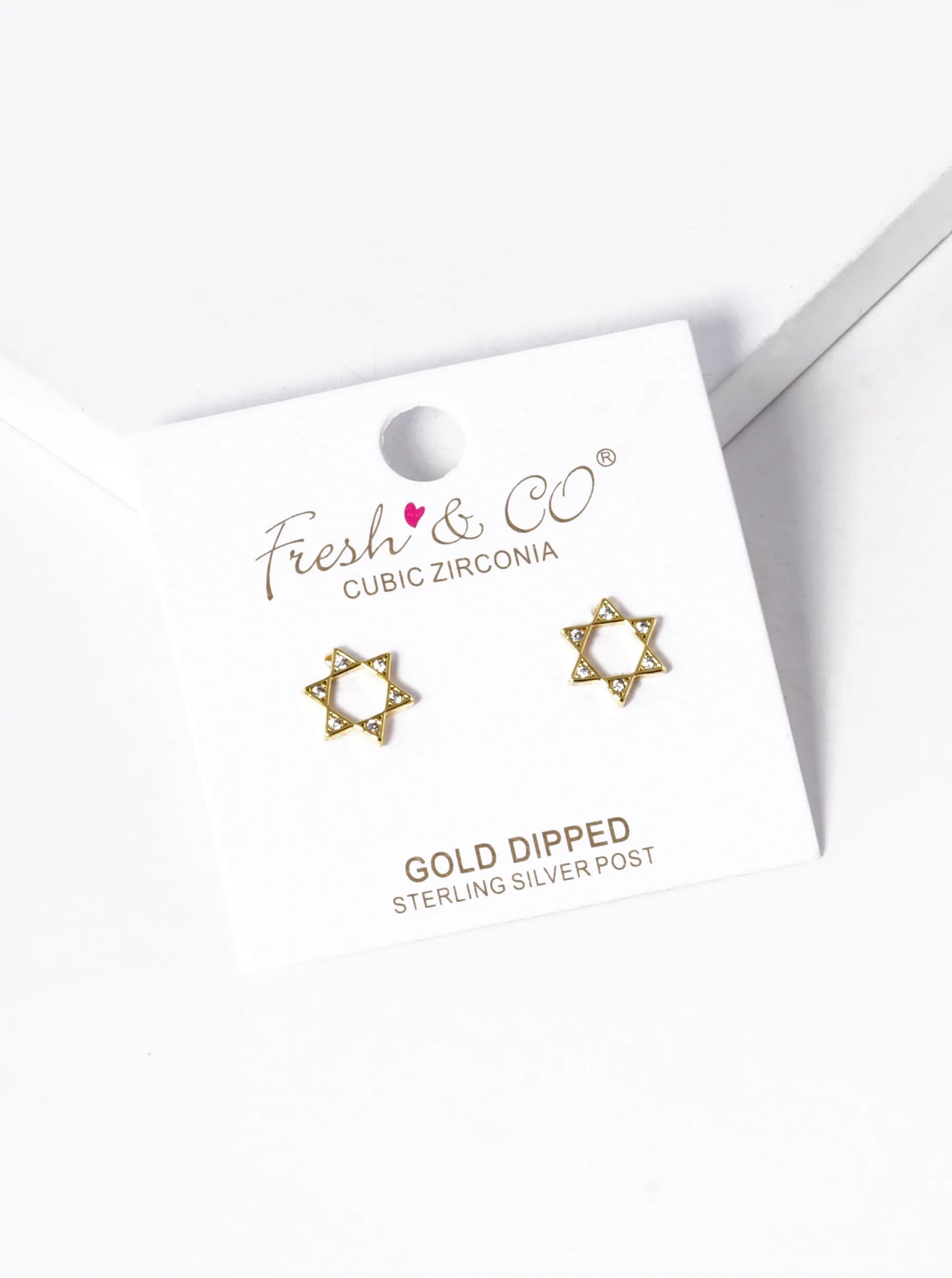 18k Gold Dipped CZ Pave Star Of David Stud Earrings