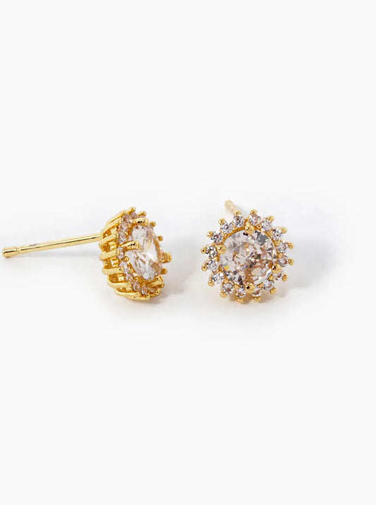18k Gold Dipped CZ Pave Stud Earrings