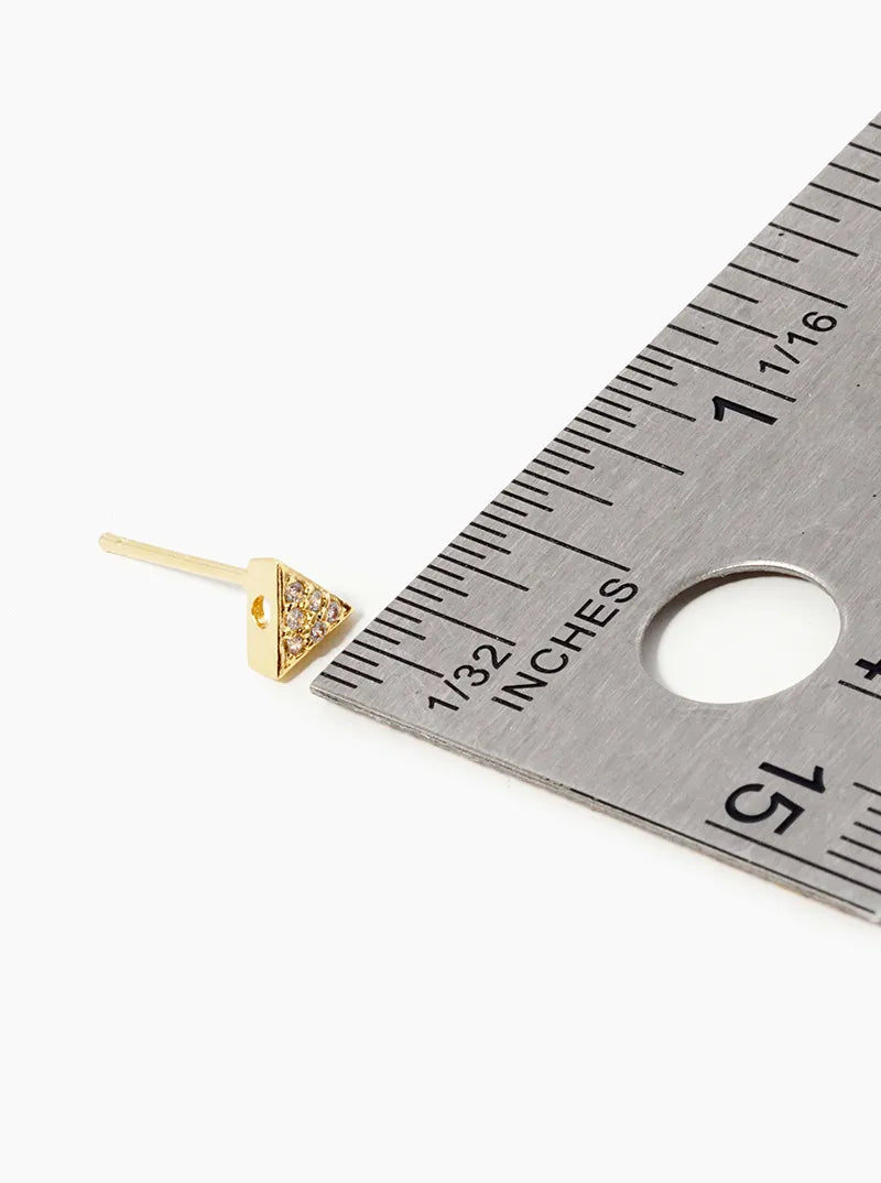 18k Gold Dipped CZ Pave Triangle Stud Earrings