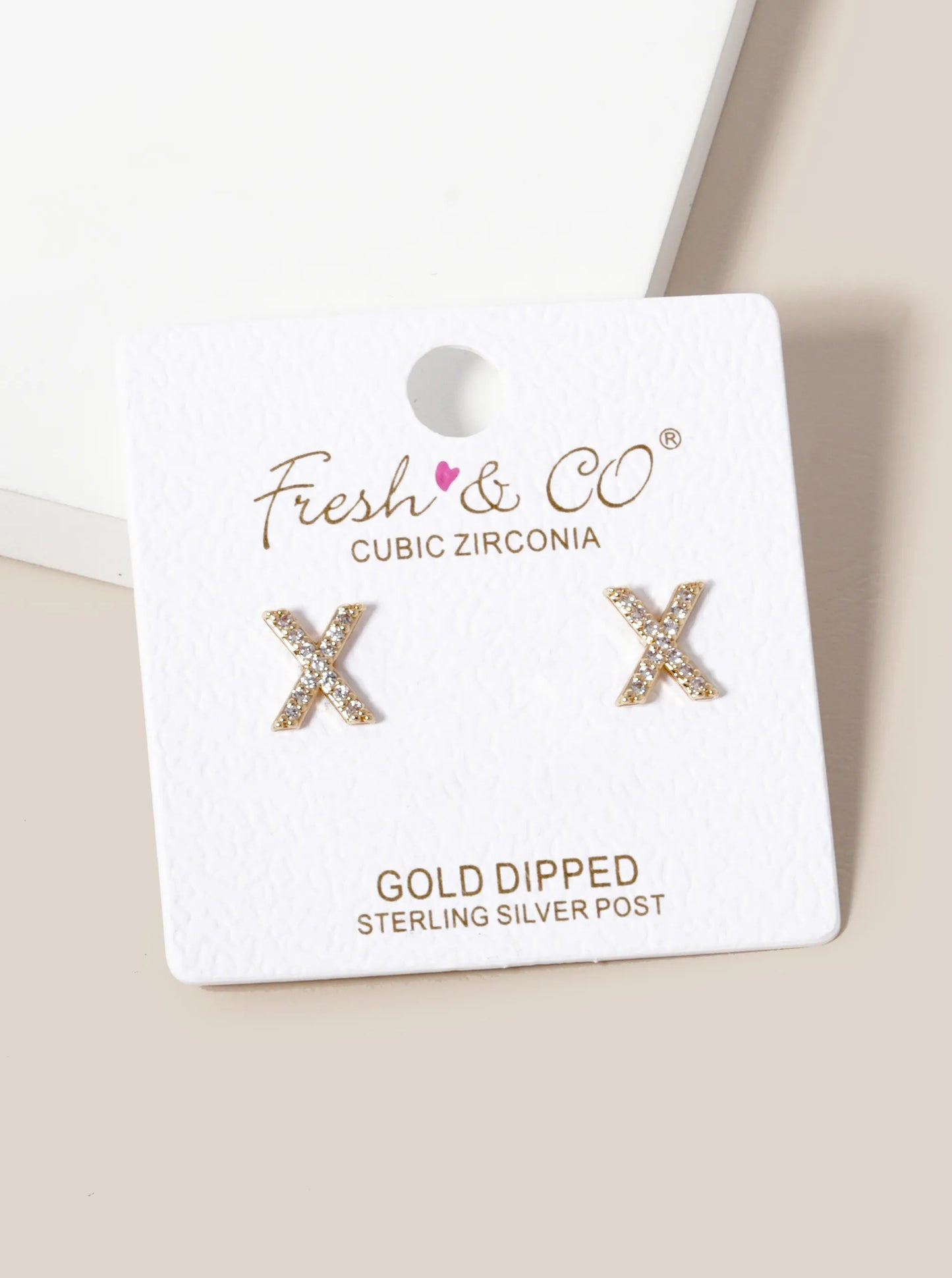18k Gold Dipped CZ Pave X Shape Stud Earrings