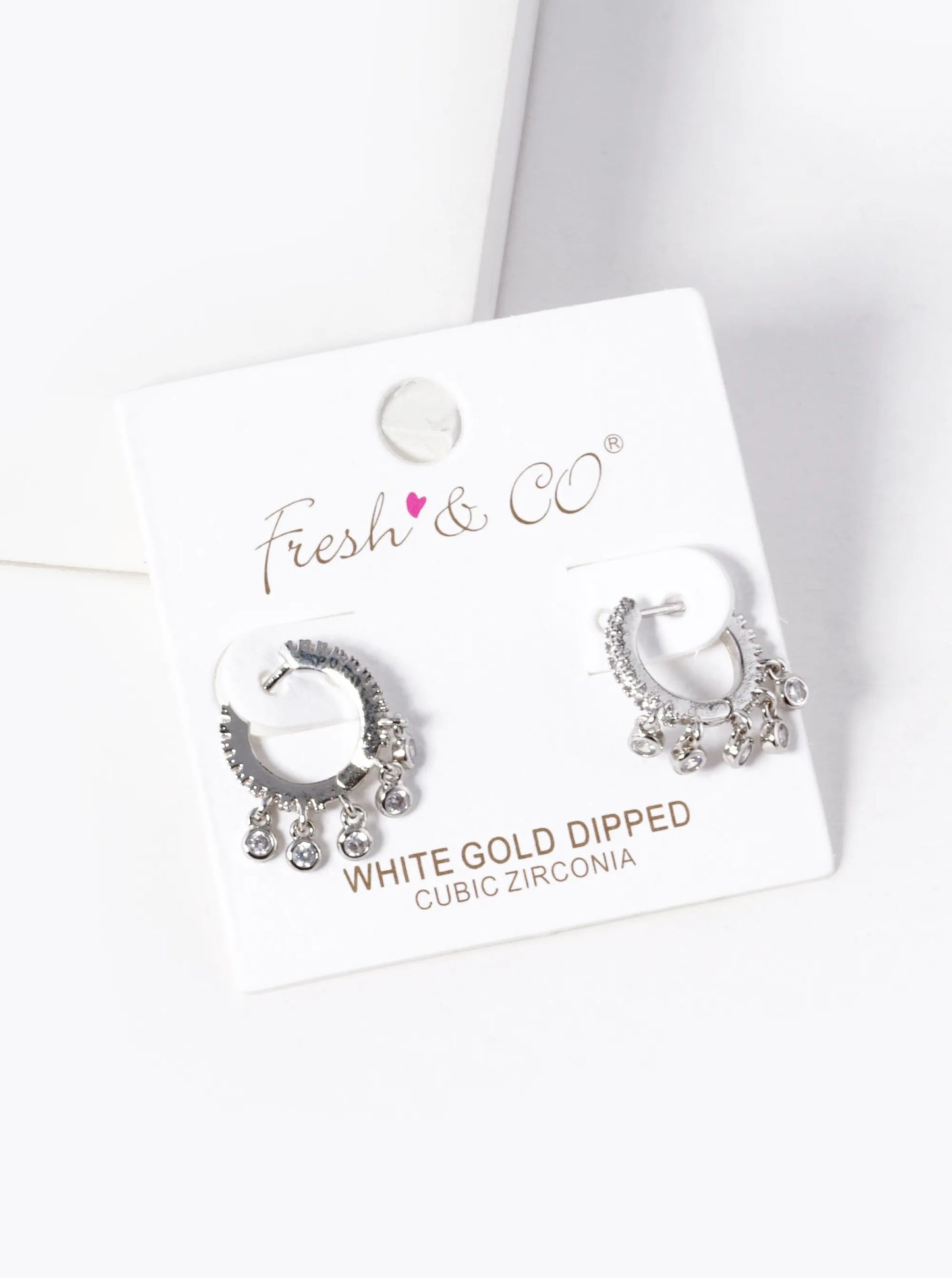 18k Gold Dipped CZ Stone Drop 12mm Huggie Hoop Earrings