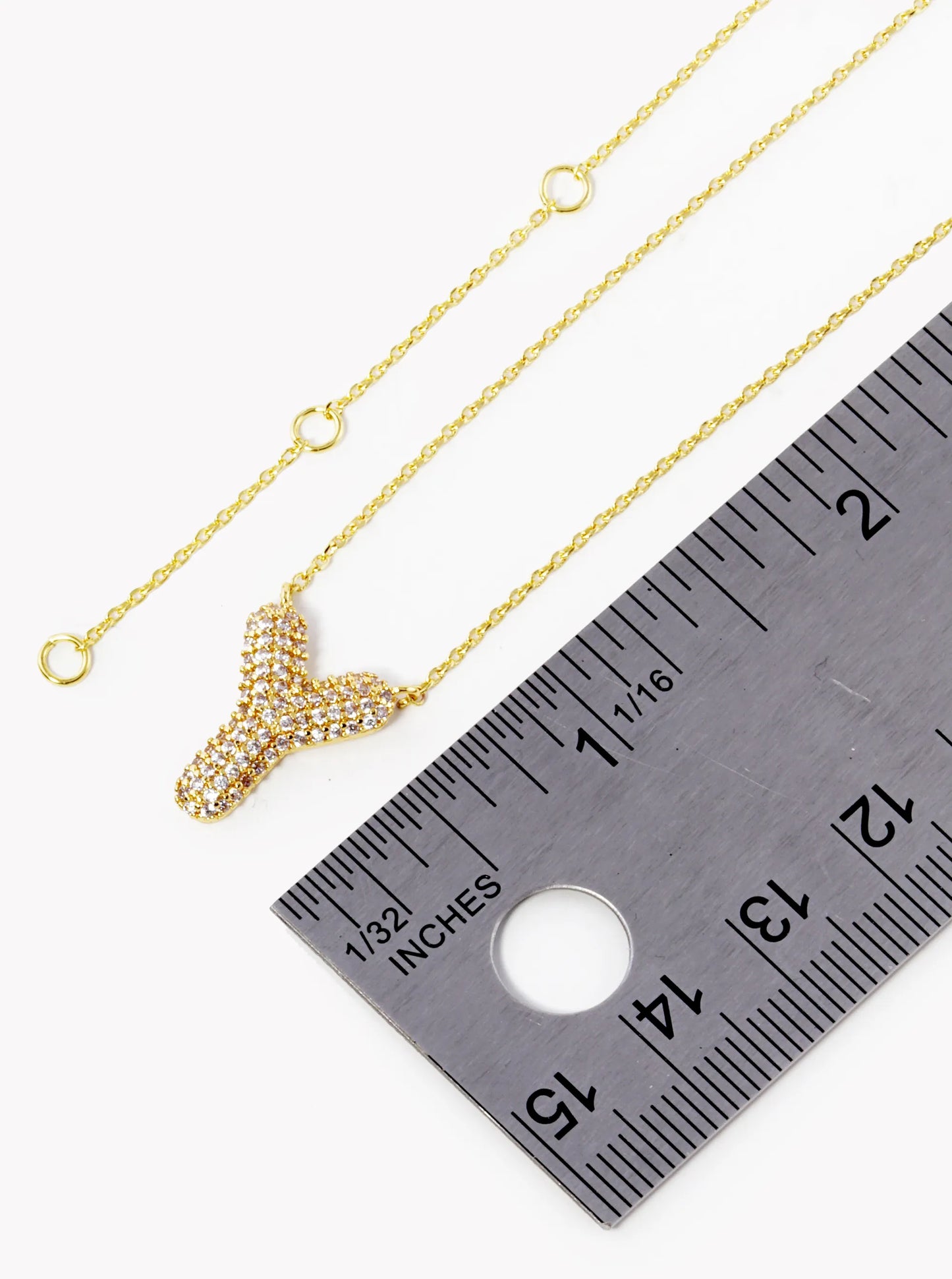 18k Gold Dipped CZ Pave Bubble Initial Pendant Necklace