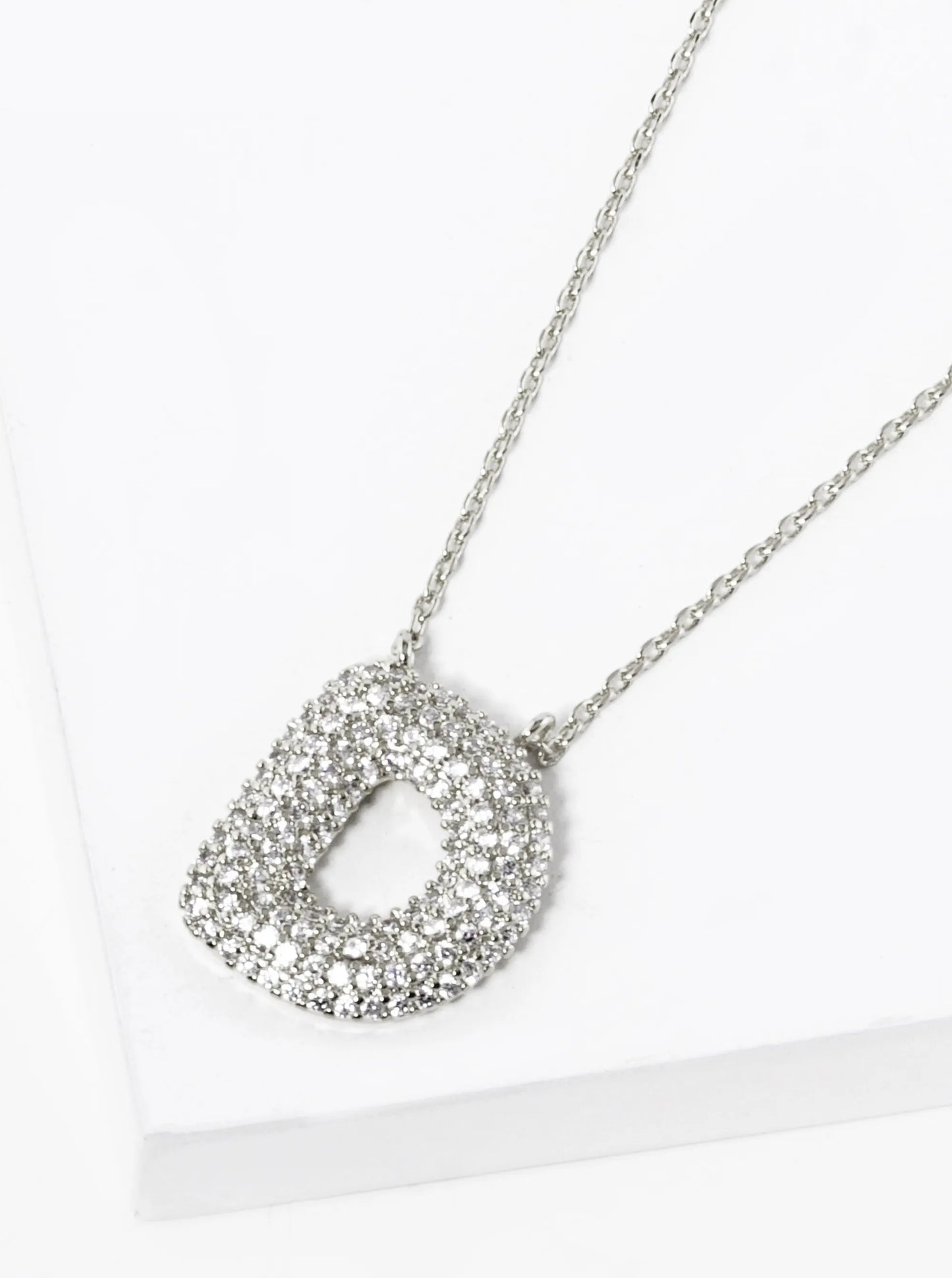 18k Gold Dipped CZ Pave Bubble Initial Pendant Necklace