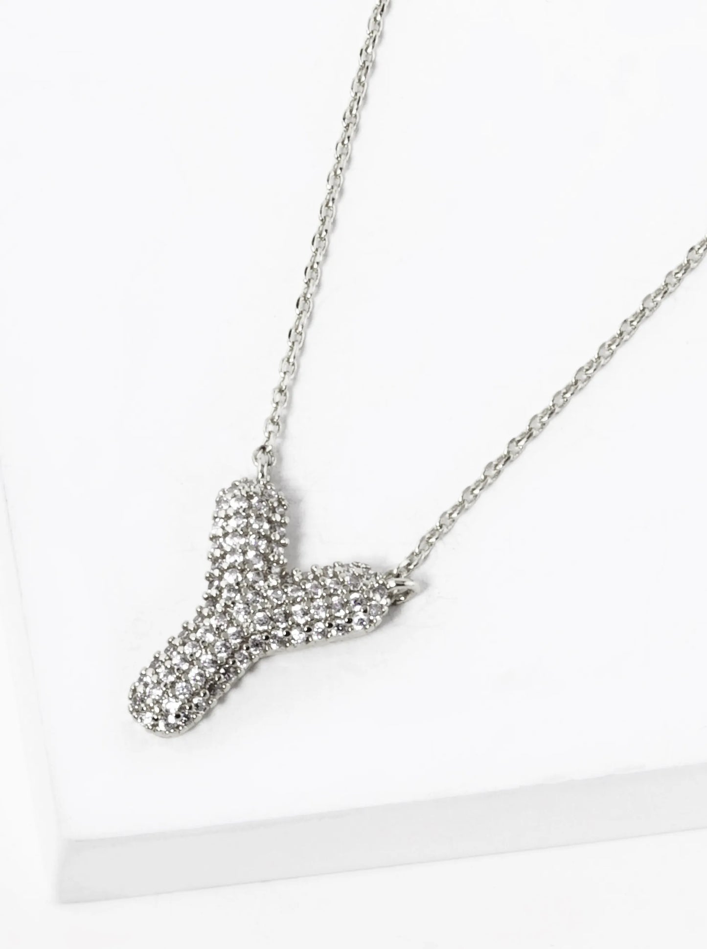 18k Gold Dipped CZ Pave Bubble Initial Pendant Necklace