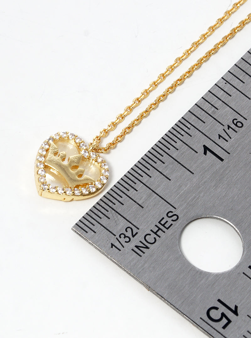 18K Gold Dipped CZ Pave MOP Double Quatrefoil Pendant Necklace