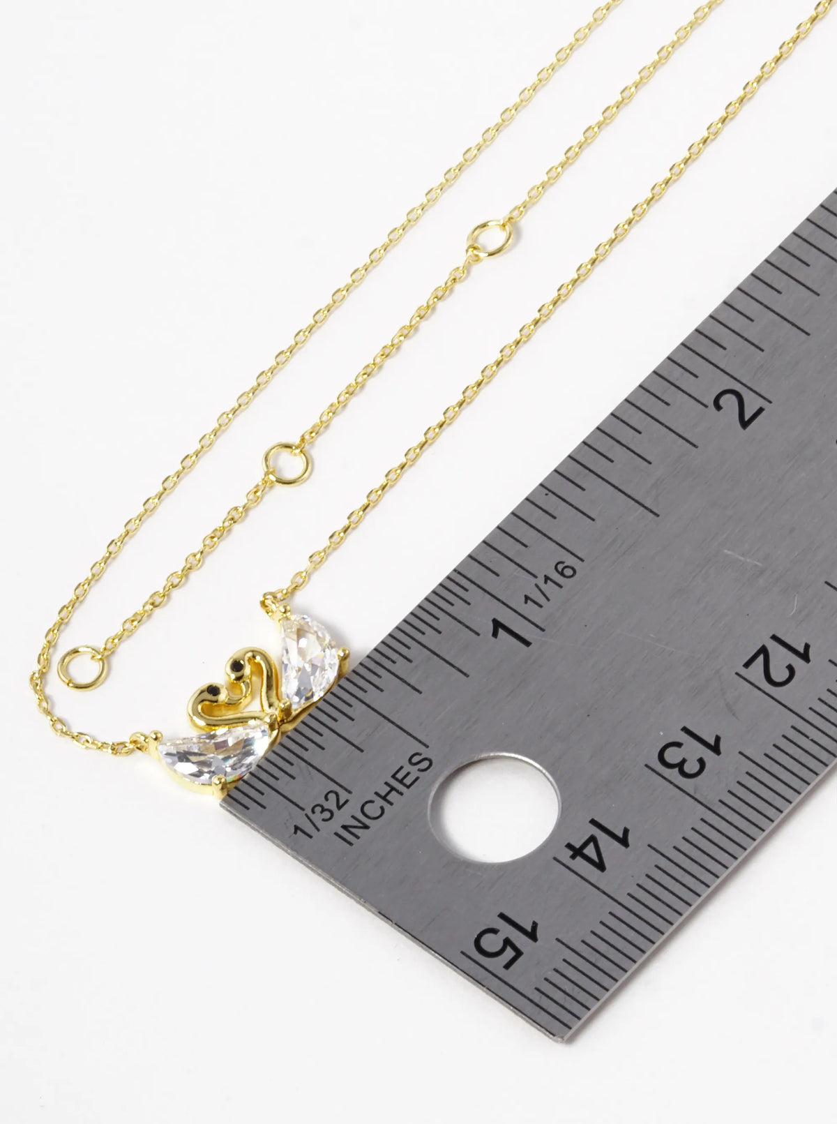 18k Gold Dipped Cubic Zirconia Swan Couple Pendant Necklace