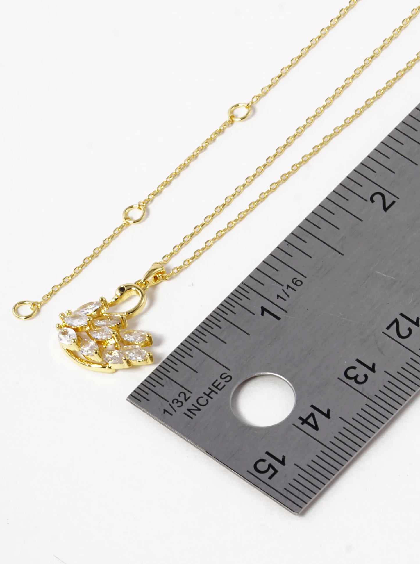 18k Gold Dipped Cubic Zirconia Swan Pendant Necklace